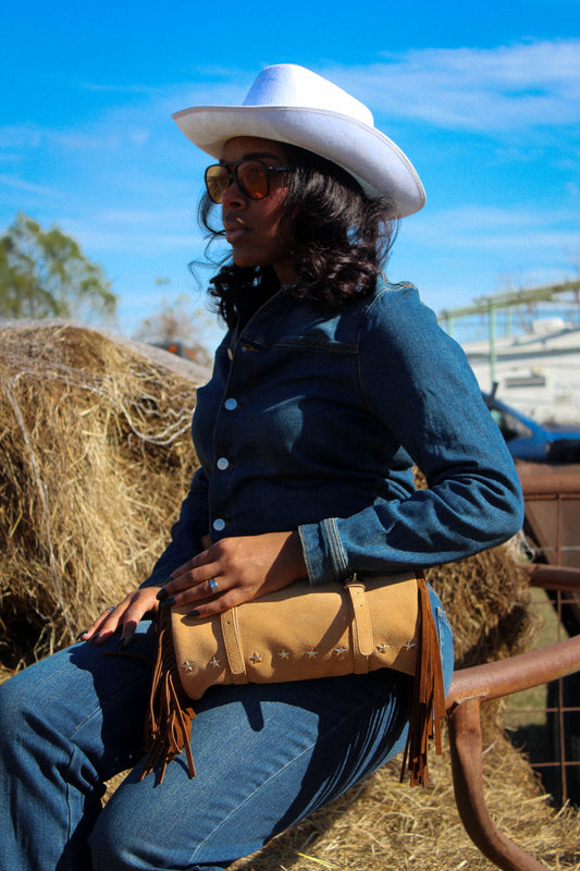 'Outlaw' Suede Barrel Bag